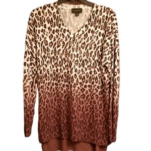 Investments Leopard Print Ombre Pullover Sweater